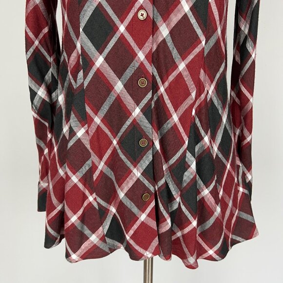 Soft Surroundings Womens Joelle Plaid Tunic Cabernet Plaid Button Front size S - Picture 7 of 14